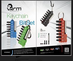 8-Piece PH1-T30 <b>Bit</b> Holder Key Chain Ratchet Total Length 13 Manganese Phosphate Finish <b>Wood</b> <b>Drilling</b> Use Made Taiwan ODM/OEM - Product Image 5