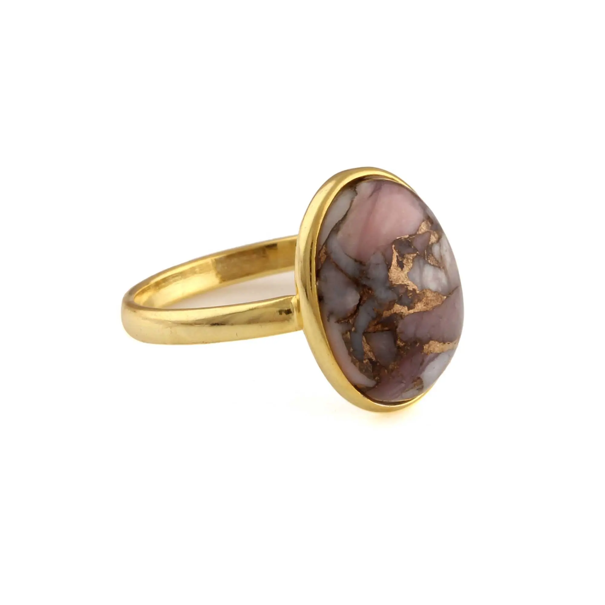 2024 Roze Opaal Koper Vergulde Groothandel Verloving 925 Sterling Zilveren Ring Natuurlijke Edelsteen Custom Sieraden Voor Vrouwen & Meisje