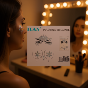 Adesivi viso glitterati ILAN, design brillante per decorazioni facciali - Product Image 3