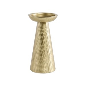 Gold Metal Pillar <b>Candle</b> <b>Holder</b> <b>Tall</b> Textured Cone Candlestick <b>Holder</b> For Table Decor - Product Image 1