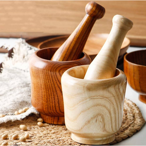 เครื่องบดสมุนไพรแบบดั้งเดิม ชุดครกและสากไม้ธรรมชาติ ใช้แรงคนบด 192 - Product Image 4