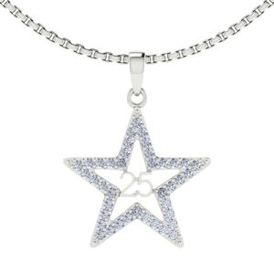 Silver Star 25 Anniversary <b>Necklace</b> Women Crystal Pendant Jewelry Elegant Fashion Accessory <b>Statement</b> <b>Necklace</b> Gift Daily Wear - Product Image 5