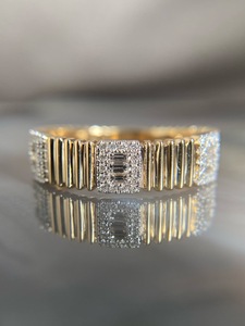 Wholesale Jewelry Supplier 925 Sterling Silver Lab Grown <b>Diamond</b> <b>Ring</b> Baguette Cluster Halo Station Ribbed Band Retail Supply - Product Image 1