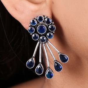 Pendientes colgantes de ónix con latón oxidado, corte de pera, diseño para parejas, estilo bohemio, para mujer, para fiesta, chapados en plata antigua, engaste de bisel, al por mayor - Product Image 2