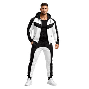 Conjunto Deportivo para Hombre en Contraste Blanco y Negro – Sudadera con Cremallera y Pantalones Jogger, Ropa Deportiva Ajustada Informal para Gimnasio - Product Image 2