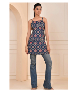 Elegante Kurti Corto Estilo Corsé con Tirantes Finos para Mujer, Material de Algodón, Cómodo, Ligero, para Fiestas de Verano, Uso Diario Informal - Product Image 3