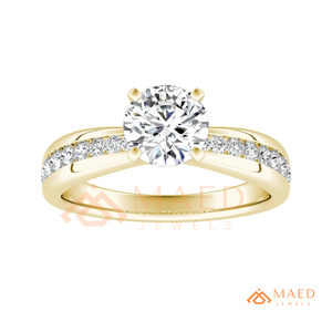 Anillo de Moissanita de Corte Redondo, Anillo de Compromiso de Oro para Mujer, Joyería de Aniversario, Regalo, Estilo de Moda Estadounidense, Diseños Elegantes - Product Image 5