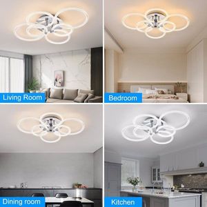 Modern LED Flush Mount <b>Ceiling</b> <b>Light</b> 6Rings Acrylic Fixture Dimmable with <b>Remote</b> <b>Control</b> for Bedroom Living Room & Kitchen - Product Image 6