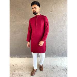 แนวโน้ม Rayon chikankari MEN'S kurta กับ payjama Maroon - Product Image 1