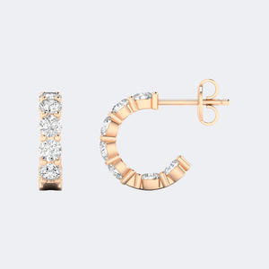 Pendientes de Aro Abierto con Diamantes Redondos de 1.05CTW, Oro de 14k, Diamantes Cultivados en Laboratorio, Color D, VVS, Joyería de Moda para Mujer - Product Image 6