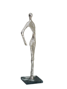 Scultura Moderna Astratta in Alluminio con Figura Umana su Base in Marmo - Statuetta <span class=keywords><strong>Maschile</strong></span> Argento Lavorata a Mano, <span class=keywords><strong>Arredamento</strong></span> Mid-Century - Product Image 4