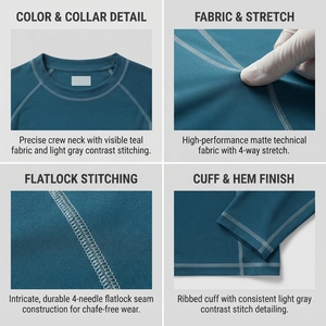 High Quality Solid Color <b>Compression</b> <b>Shirt</b> for <b>Men</b> Performance Stretch Gym Sports Wear Regular Fit Quick Dry Breathable - Product Image 6