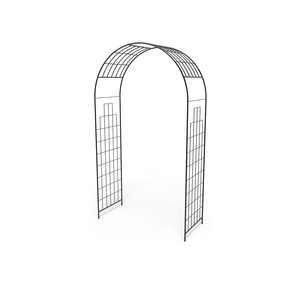 Arche de portail de jardin en fer forgé design, avec des courbes élégantes et des éléments décoratifs en spirale - Product Image 2