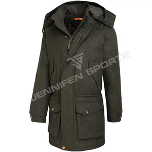 เสื้อแจ็คเก็ตสำหรับล่าสัตว์แบบยาวสำหรับผู้ชาย คุณภาพสูง ขายดีที่สุด ผลิตตามสั่ง ระบายอากาศได้ดี บุฉนวนกันความหนาว ทำจากขนสัตว์แท้ 100% สำหรับฤดูใบไม้ร่วงและฤดูหนาว พร้อมโลโก้แบรนด์ตามสั่ง - Product Image 2