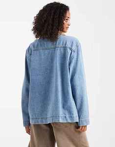 Plus Size Oversized Fit <b>Customised</b> Logo Contrast Collar Barn <b>Jacket</b> Fashion Women's <b>Denim</b> <b>Jacket</b> for Ladies - Product Image 4