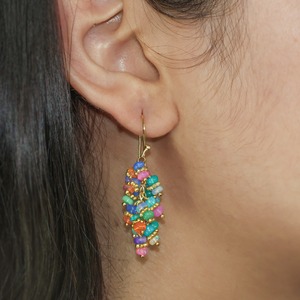 Sterling Silver Natural Multi Gemstone & <b>Opal</b> Drop <b>Earrings</b> Handmade Wire Wrapped French Hook Engagement Gift Party Jewelry - Product Image 4