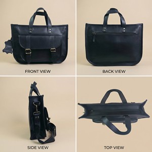 Women Genuine Leather Laptop Tote Bag 15 Inch, Work Office Briefcase Shoulder Handbag with Dual Handles (Black) - Product Image 5