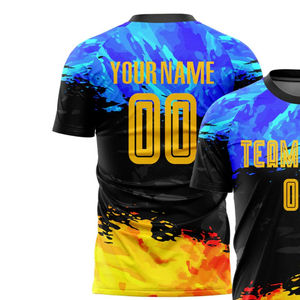 BAND BROTHERS Camiseta de fútbol azul y negra de alta calidad para hombre, uniforme deportivo de poliéster transpirable y ligero de manga corta - Product Image 3