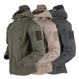 Windproof Softshell <b>Jacket</b> with Fleece Lining Stand Collar Front Pocket Hooded Eco-Friendly Outdoor Tactical <b>Jacket</b> - Product Image 1