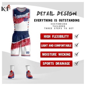 Uniforme de basketball pour hommes imprimé de haute qualité, anti-bactérien, séchage rapide, 100 % polyester, nom d'équipe personnalisé, logo USA sur le devant - Product Image 6