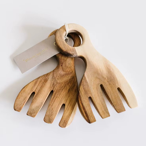 Natural Finish Wooden <b>Salad</b> Hand Mixer Multipurpose Wooden <b>Salad</b> Tossing <b>Tool</b> for Kitchen - Product Image 1