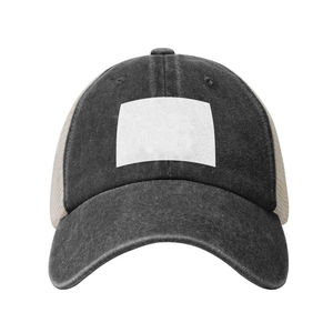 Gorra Trucker Unisex de Malla Lavada, Ajustable, con Visera Plana, Panel Frontal de Color Sólido, Gorra de 6 Paneles, Estilo Casual, Talla Adulto - Product Image 1