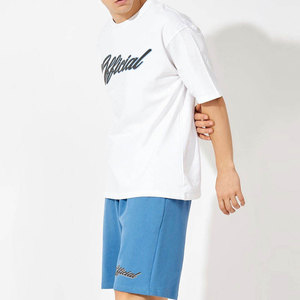 Econex Sports Men's Casual Summer Two-Piece <b>Set</b> Color Blocking Shorts Shirt Cotton Blend <b>Knitted</b> Fabric 320g Seamless Quick Dry - Product Image 3