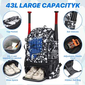 Mochila de Gimnasio Personalizada para Entrenadores de Béisbol, Bolsa Ligera e Impermeable para Guardar Bates y Equipo de Campo - Product Image 3