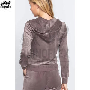 Trending Products New Arrivals Cotton Ladies <b>Velour</b> <b>Tracksuits</b> Velvet Crop Hoodies And Pants Sets Women 2 Pieces For Girls - Product Image 4
