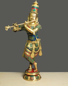 Statue de Krishna, idéale pour la décoration religieuse et culturelle, statue en laiton de haute qualité - Product Image 1