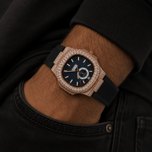 นาฬิกาข้อมือผู้ชาย ประดับเพชร ระบบควอตซ์ สายสแตนเลส ดีไซน์แบบ Iced Out กันน้ำ พร้อมปฏิทิน แฟชั่นฮิปฮอป งานฝีมือสุดหรู - Product Image 5