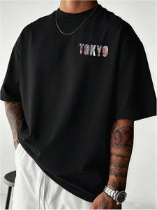 T-shirt décontracté pour homme à manches courtes en jersey de coton respirant et écologique 180g, coupe classique, col rond, Tokyo Japon - Product Image 2