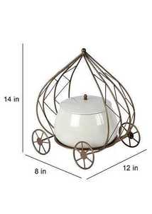 Global favorite Vintage Ceramic <b>Bowl</b> <b>with</b> Metal Cart Frame Airtight <b>Lid</b> for Gifting Wedding Decor - Product Image 2