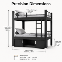 Cama litera metálica de alta resistencia con capacidad para 1000 kg, que ahorra espacio, con escaleras, para adultos, hoteles, hostales y dormitorios en África.