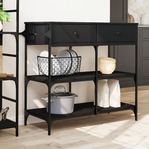 Chariot de cuisine en bois d'ingénierie noir 41,3''x16,5''x37,4'' Îlots et chariots de cuisine - Product Image 3