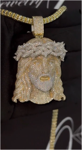 Pendentif personnalisé de luxe Jésus Hip Pop en argent sterling 925 plaqué or avec moissanite, pour homme et femme - Product Image 6