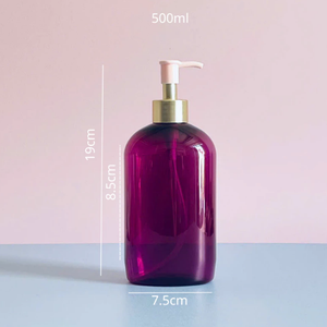 Bouteille cosmétique PET violette 500 ml OEM ODM avec bouchon pompe PP pour shampoing, après-shampoing, gel douche, lotion – Conception personnalisée - Product Image 3