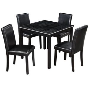 5-Piece Wooden Dining Room Table <b>Set</b> with <b>Square</b> Table and 4 Upholstered Chairs for Kitchen Use - Product Image 6