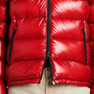 Men's <b>Red</b> Mandarin Collar Zipper Front Windproof <b>Hooded</b> Solid Color Slim Fit Winter Puffer <b>Jacket</b> Fur Trim High Street Style - Product Image 6