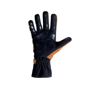 Gants de karting légers imperméables en PU à doigts complets, antidérapants, pour homme, noirs et orange, avec fermeture auto-agrippante - Product Image 2