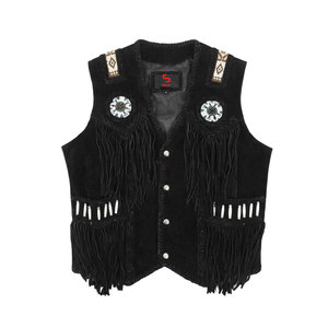 Solid Trader Deluxe <b>Suede</b> Fringe Leather <b>Jacket</b> <b>Men's</b> Winter Zipper Closure Western Tassel Fashion High Elasticity Soft Texture - Product Image 1