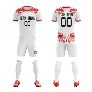 Conjunto de Camiseta de Fútbol Personalizada para Hombre, Negra y Roja, Sublimada, Cuello en V, Manga Corta, Secado Rápido, Ajuste Atlético, Nombre del Equipo 00, Todas las Temporadas - Product Image 2