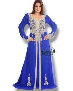 Islamic Women's <b>Plus</b> <b>Size</b> Lightweight Velvet Sequined Beaded Solid Floor Length Long Sleeve High Neck Flared Hem Handmade Ethnic - Product Image 3