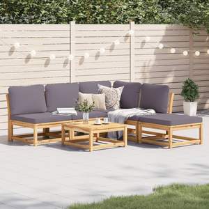 Ensemble de salon de jardin gris foncé avec bois naturel pour l'aménagement extérieur - Product Image 1
