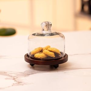 Acacia Wood <b>Cake</b> <b>Stand</b> with Glass Dome Compact Wooden <b>Cake</b> Dessert Display <b>Stand</b> Glass Cloche for Cupcakes Pastries Small <b>Cakes</b> - Product Image 1