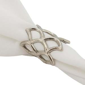 <b>Silver</b> Hollow Geometric Metal <b>Napkin</b> Ring Retro Openwork Table Decor - Product Image 3