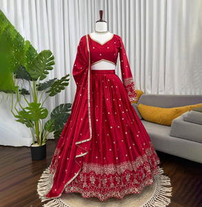 ชุดเลเฮนกาโชลีดีไซน์เนอร์อินเดียขายดี ผ้าจอร์เจตต์เทียม ประดับเลื่อม ซักมือได้ PinkCityBlocks สำหรับงานแต่งงานและงานปาร์ตี้ - Product Image 1