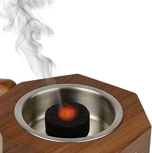 Quemador de Bakhoor Artesanal de Madera y Metal con Asa, Porta Incienso Árabe Premium para el Ramadán, Hogares de Oriente Medio y del Golfo - Product Image 3