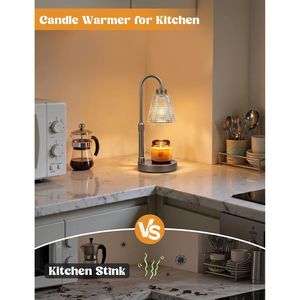 Lampada Scaldacandele Grigia Dimmerabile con Timer, Altezza Regolabile, per Cera Profumata, Regalo di Compleanno, Candele in Barattolo - Product Image 3