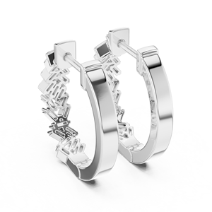 Ensemble de boucles d'oreilles créoles de luxe UNIQUE pour femmes, or blanc 18 carats plaqué rhodium, diamants baguette cultivés en laboratoire, certifiés IGI, pour un usage quotidien - Product Image 4